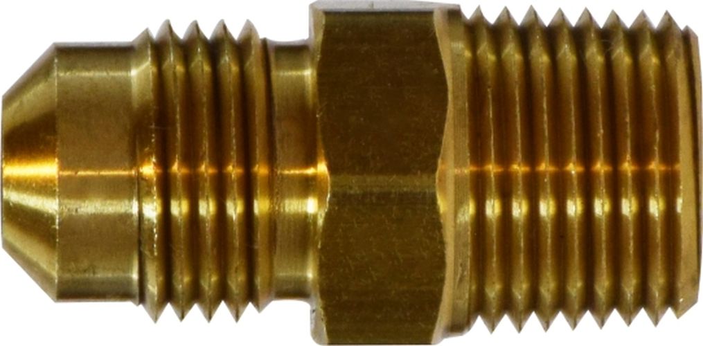 Fabricación de metales Midland., 10265 = 3/8 X 1/2 (ADAPTADOR MACHO FLARE X MIP), accesorios de latón, SAE 45 grados Flare, adaptador macho = Midland Metal Mfg.