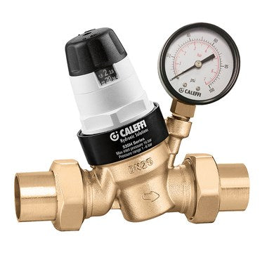 Caleffi hidrónico, 535341HA = Válvula reductora de presión PresCal 535H con manómetro 1/2 pulgada NPT hembra Latón con bajo contenido de plomo 300 libras por pulgada cuadrada 180 grados Fahrenheit = Caleffi hidrónico