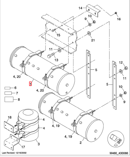 FREIGHTLINER, A 680 432 10 01 AIRE DEL TANQUE, PRIMARIO, 1730 PULGADAS CÚBICAS