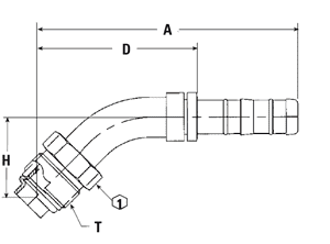 EATON, FJ3116-05-1012S EATON AEROQUIP EZ CLIP JUNTA TÓRICA MACHO (PILOTO CORTO) CODO DE 45 GRADOS