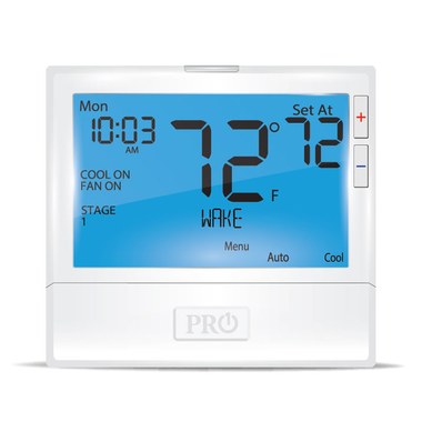 Pro1Iaq, T855 = Termostato 24 voltios 3 calefacción/3 frío Bomba de calor 2 calefacción/2 frío Convencional 5/2 días o programable Blanco 41-95 grados Fahrenheit Pantalla digital de 8 pulgadas = Pro1Iaq